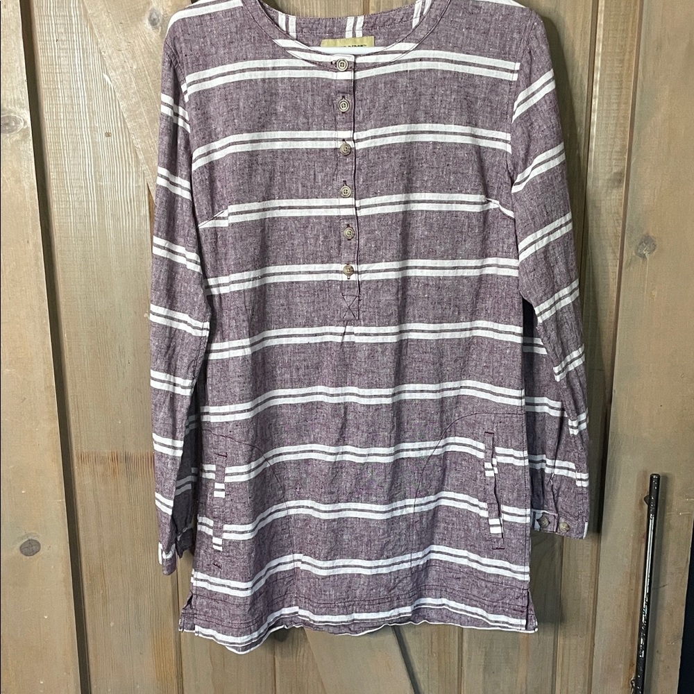Casual Striped Purple and White Tunic Top